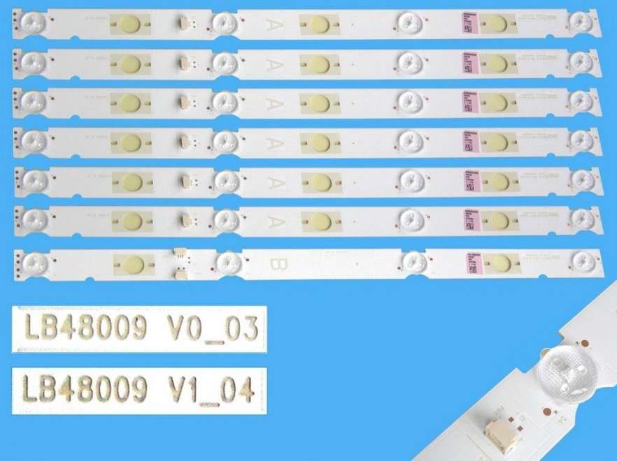 LED podsvit sada Sony LB48009 celkem 7 pásků / LED Backlight 362mm - 4DLED, LB48009 V0_03 A-type plus LB48009 V1_04 B-type - Kliknutím na obrázek zavřete
