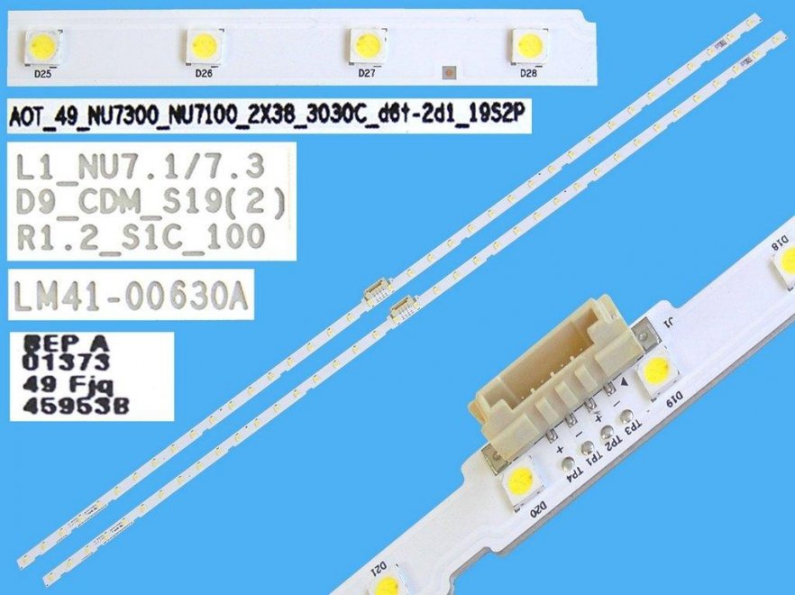 LED podsvit EDGE sada Samsung 2 x 532mm / LED Backlight edge 462mm - 38 LED BN96-45953B / LM41-00630A / AOT_49_NU7300_NU7100_2X38_3030Cd6t-2d1_19S2P - Kliknutím na obrázek zavřete