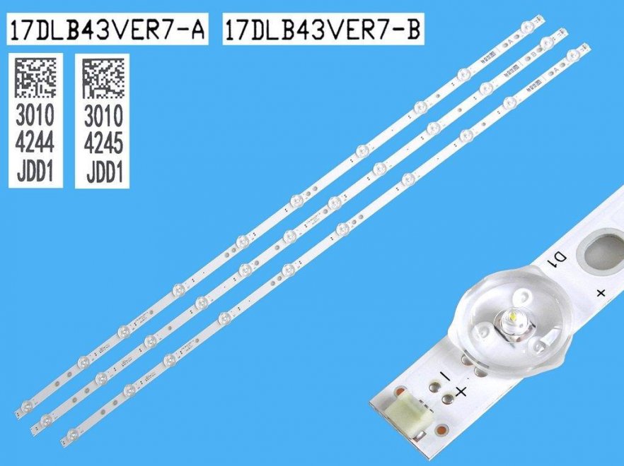 LED podsvit 800mm sada Vestel 17DLB43VER7 celkem 3 pásky / D-LED BAR. VESTEL 43" 23620240 17DLB43VER7-A / 30104244 plus 17DLB43VER7-B / 30104245 - Kliknutím na obrázek zavřete