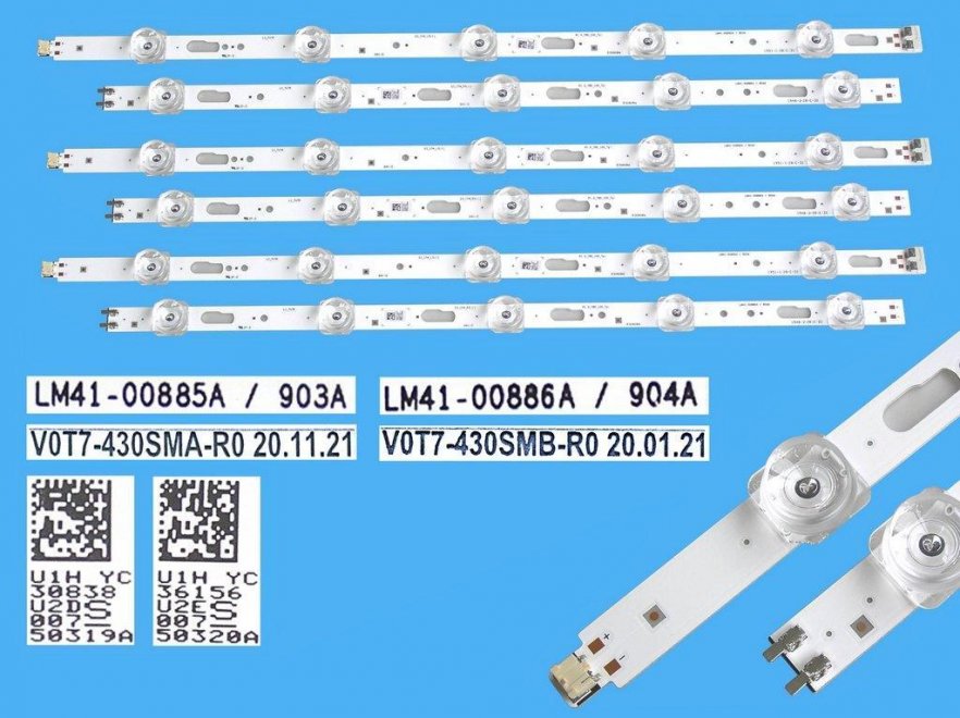 LED podsvit sada Samsung V07T-430SM celkem 6 pásků / LED Backlight 1304mm - V07T-430SMA-R0 plus V07T-430SMB-R0 / LM41-00885A/903A plus LM41-00886A/904A - Kliknutím na obrázek zavřete