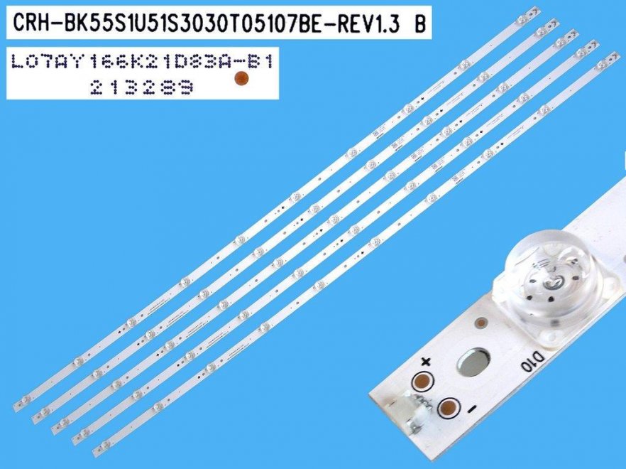 LED podsvit 1054mm sada Hisense BK55S1U celkem 10 pásků / LED Backlight 1054mm CRH-BK55S1U51S3030T05107BE-REV1.3 / LO7AY166K21D83A-B1 - Kliknutím na obrázek zavřete
