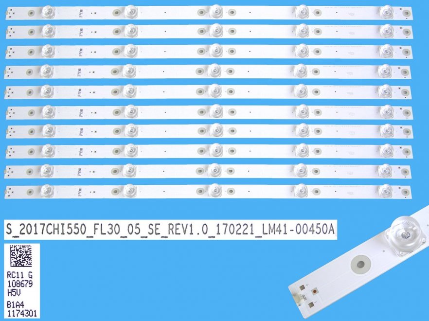 LED podsvit 545mm sada Hisense 2017CHI550 celkem 10 kusů / LED Backlight 780mm S_2017CHI550_FL30_05_SE:REV1.0 / LM41-00450A - Kliknutím na obrázek zavřete