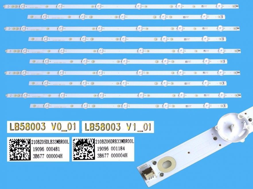 LED podsvit 1180mm sada Philips celkem 10 pásků / LED Backlight Assy LB58003V0-01 plus LB58003V1-01 / 705TLB58B33MBR00L - Kliknutím na obrázek zavřete