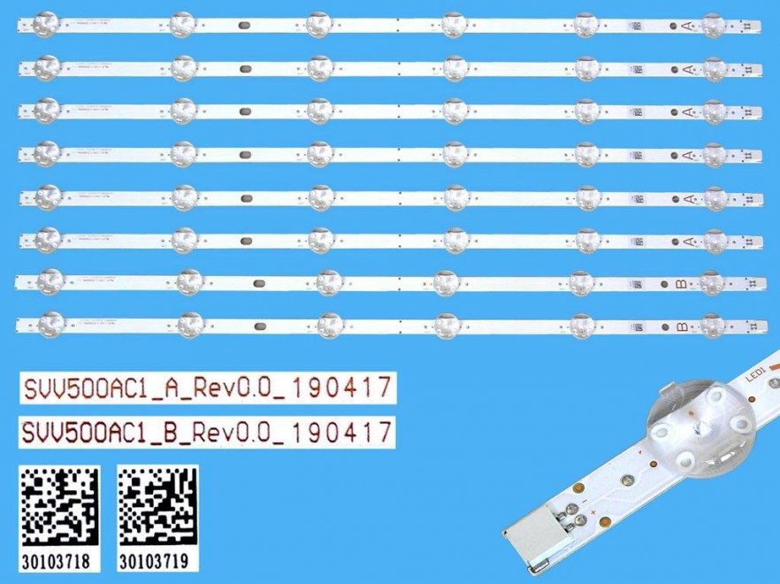 LED podsvit 537mm sada Vestel 23642249 celkem 8 pásků / D-LED Backlight Array SVV500AC1 30103718 plus 30103719 - Kliknutím na obrázek zavřete