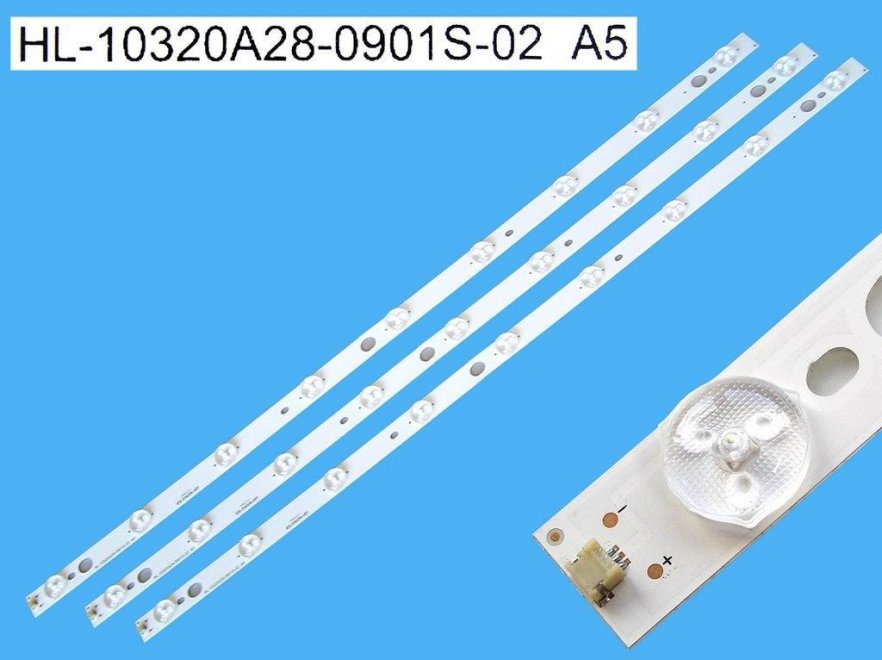 LED podsvit 620mm sada Blaupunkt celkem 3 pásky / LED Backlight 9 DLED HL-10320A28-0901S-02 A5, 358P207850A, 358P207850B, náhradní výrobce - Kliknutím na obrázek zavřete