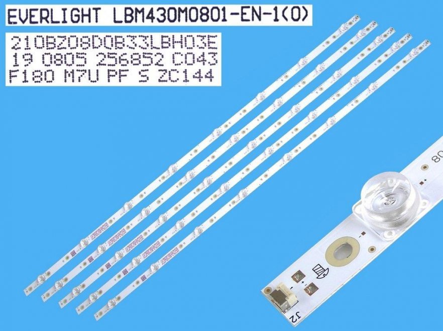 LED podsvit 828mm sada Philips celkem 5 kusů / LED Backlight 8 D-LED, LBM430M0801-EN-1(0) / 210BZ08D0B33LBH03E / 705TLB43B33LBH02EA - Kliknutím na obrázek zavřete