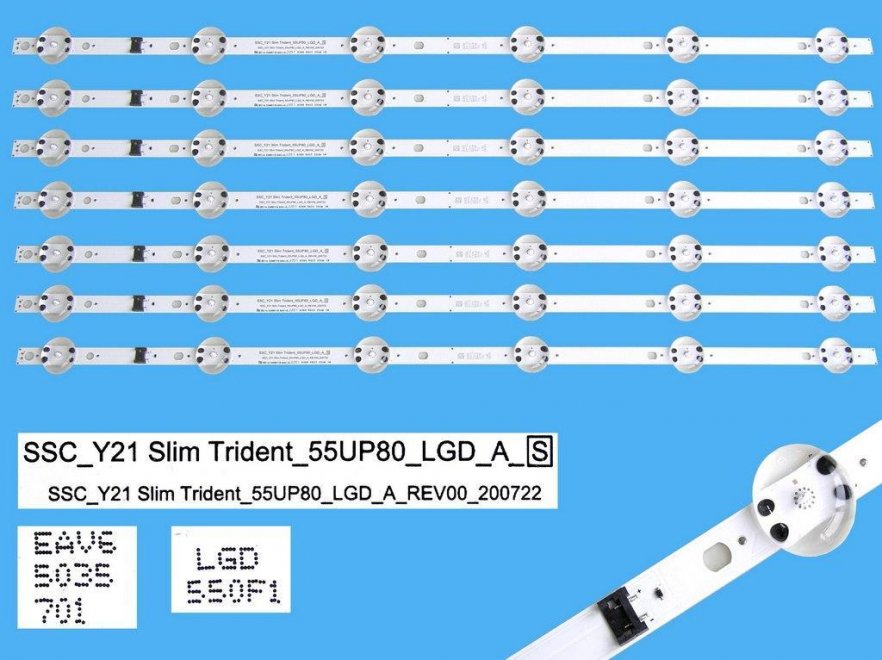 LED podsvit 610mm sada LG AGF30110402 celkem 7 kusů / DLED Backlight SSC_Y21_Slim Trident_55UP80_LGD_A - originál LG - Kliknutím na obrázek zavřete