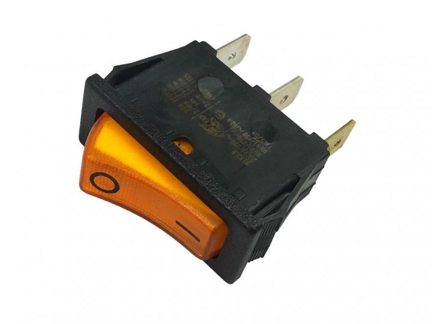 Vypínač kolébkový jendopólový, 250V / 10A, WSJ 7104L, oranžová ON-OFF, FASTON - Kliknutím na obrázek zavřete