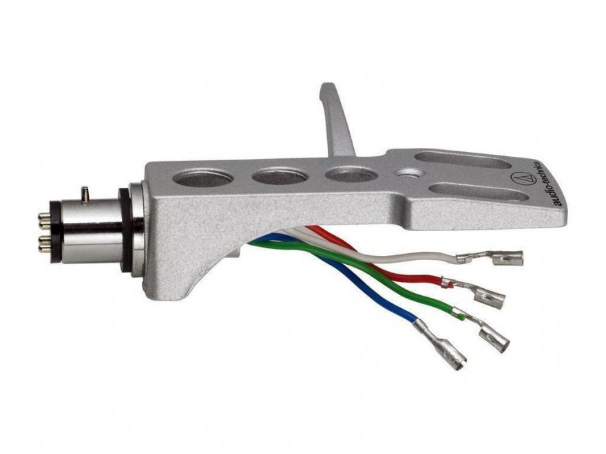 Držák přenosky GRAMO (headshell) stříbrný s bajonetem Audio-Technica AT-HS1P pro standardní rozteč montáže 0,5" - Kliknutím na obrázek zavřete