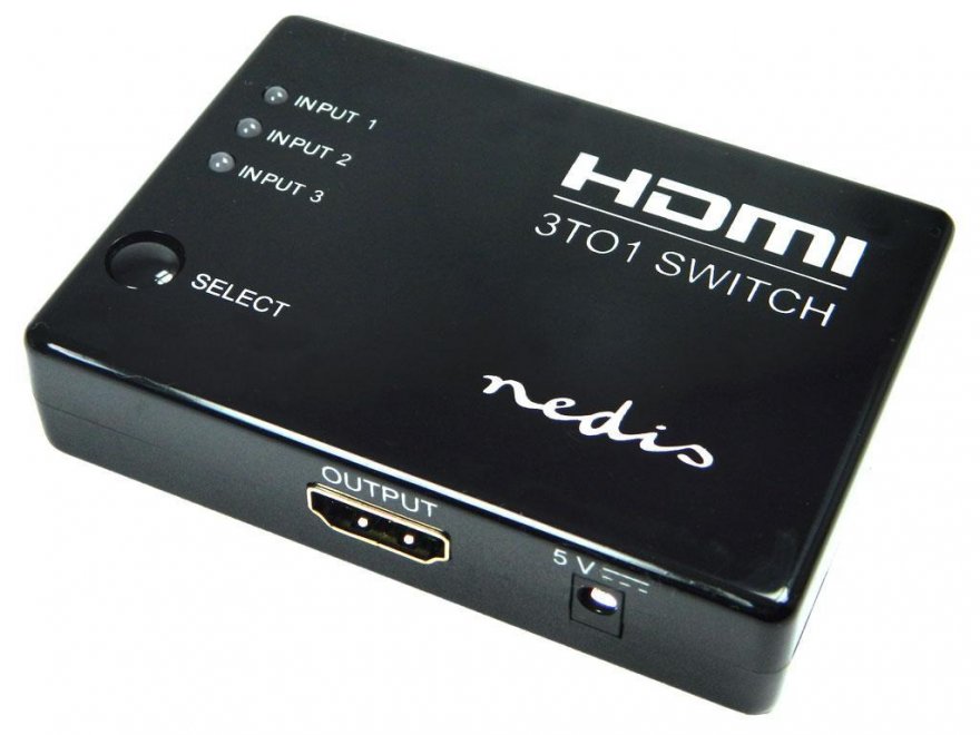 Přepínač 3x HDMI vstup - 1x HDMI výstup Nedis VSWI3453BK - Kliknutím na obrázek zavřete