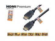 Kabel HDMI A - HDMI A verze 2.0 s Ethernetem délka 1.5m Premium