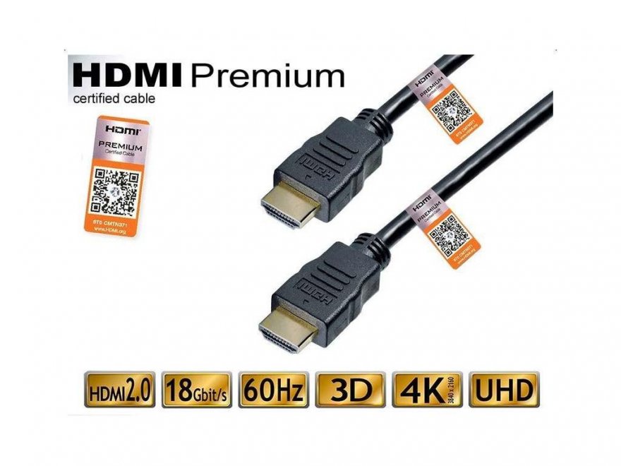 Kabel HDMI A - HDMI A verze 2.0 s Ethernetem délka 1.5m Premium - Kliknutím na obrázek zavřete