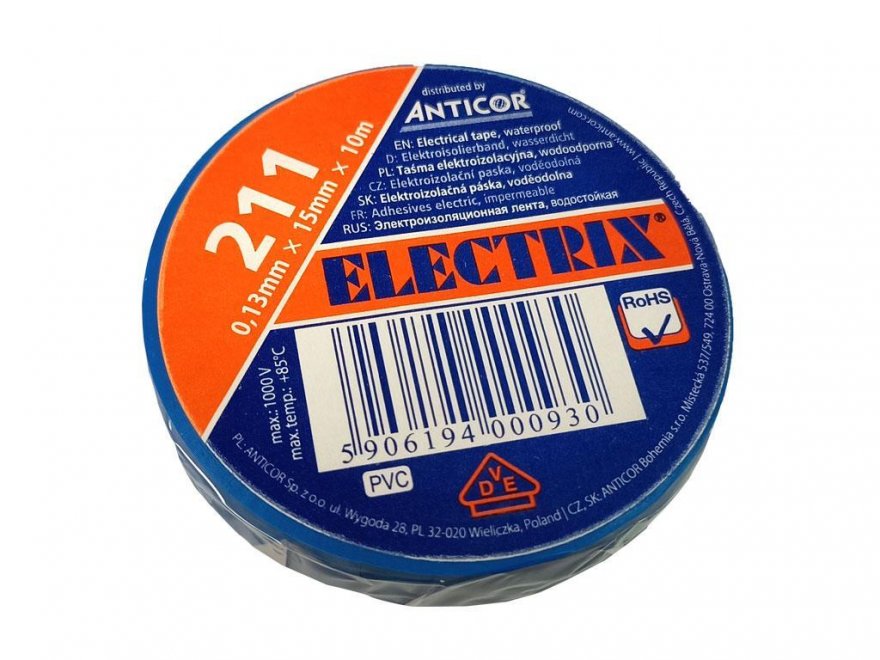 Páska izolační ELECTRIX modrá šířka 15mm - Kliknutím na obrázek zavřete