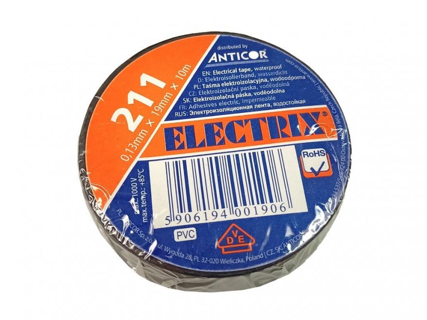 Páska izolační ELECTRIX PVC černá šířka 19mm - Kliknutím na obrázek zavřete