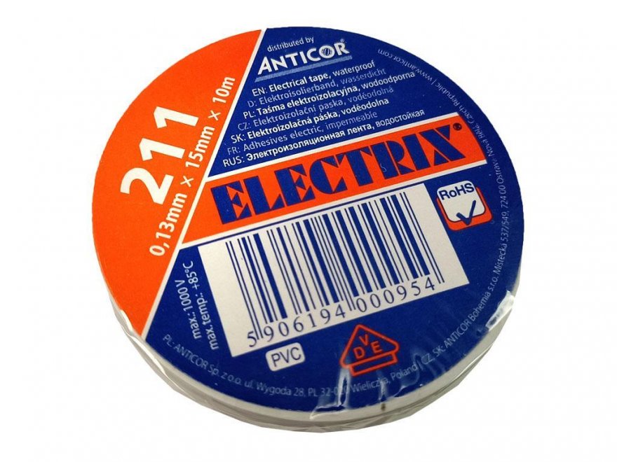 Páska izolační ELECTRIX bílá šířka 15mm - Kliknutím na obrázek zavřete
