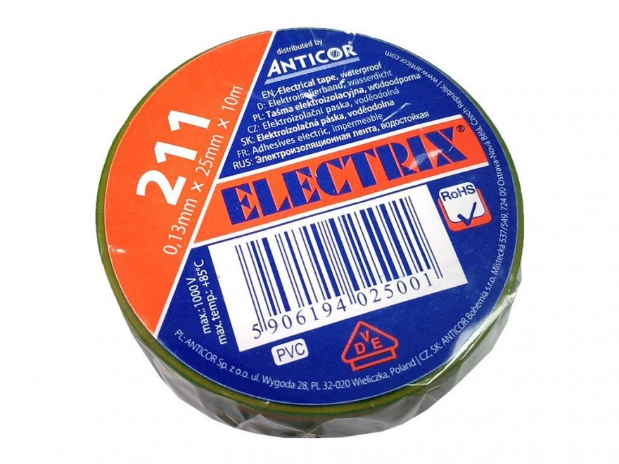 Páska izolační ELECTRIX žluto-zelená šířka 25mm - Kliknutím na obrázek zavřete