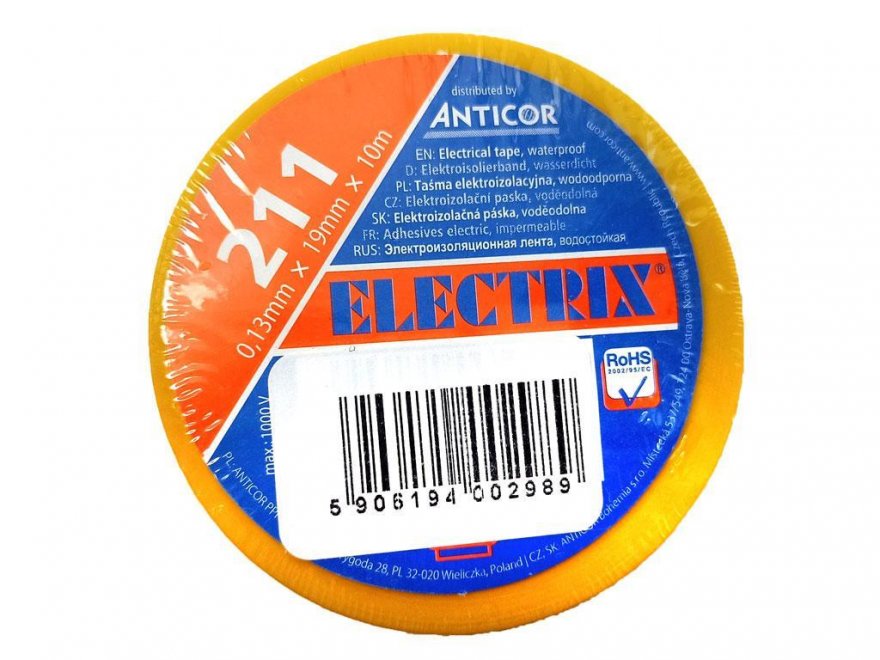 Páska izolační ELECTRIX PVC žlutá šířka 19mm - Kliknutím na obrázek zavřete