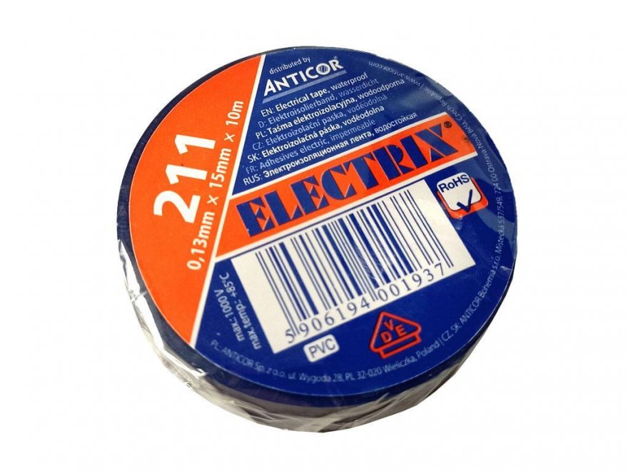 Páska izolační ELECTRIX PVC tmavě modrá šířka 15mm - Kliknutím na obrázek zavřete