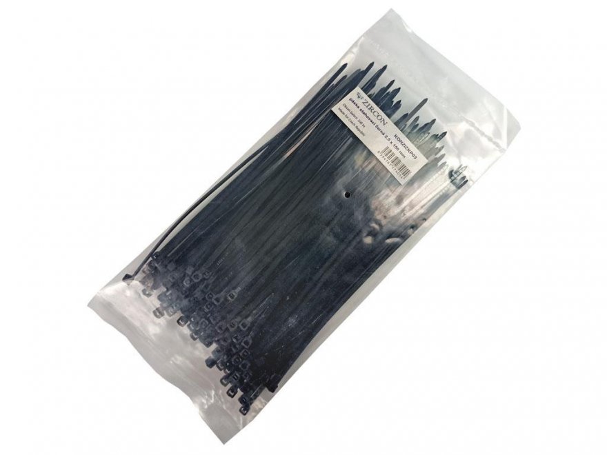 Páska stahovací zdrhovací 150 x 2,5mm - balení 100 ks černá UV - Kliknutím na obrázek zavřete