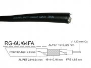 Kabel - metráž KOAX RG-6U/64FAZ závěs 7mm koaxiální kabel 75 Ohm KK36A