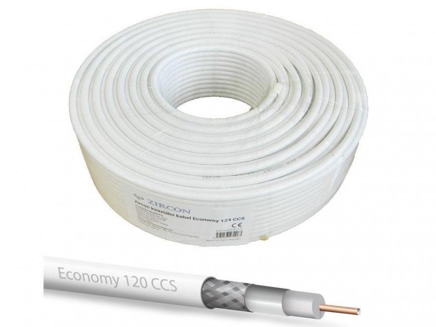 Kabel - klubo 100m KOAX Zircon Economy 124 CCS koaxiální kabel 75 Ohm - Kliknutím na obrázek zavřete