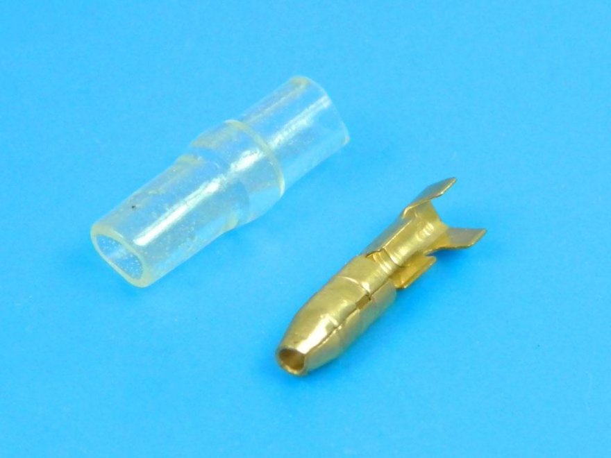 Konektor Faston kulatý 4.0mm FVD - kolík ( vidlice, sameček ) včetně krytu - Kliknutím na obrázek zavřete