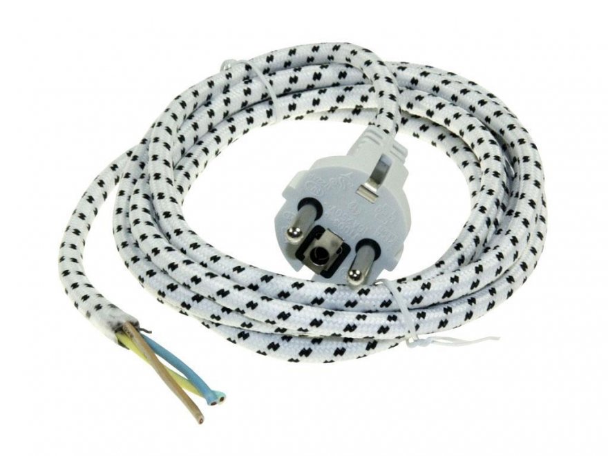Kabel síťový pro žehličku s textilním opředením, volný konec 3m - Kliknutím na obrázek zavřete