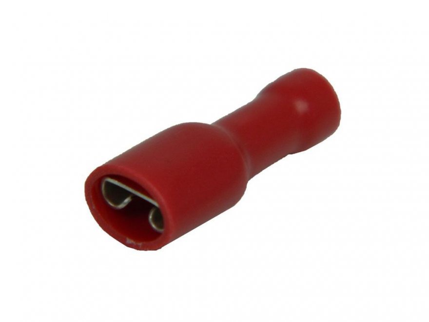Konektor Faston 4,8mm - zásuvka, krimpovací, červená (rudá) - Kliknutím na obrázek zavřete
