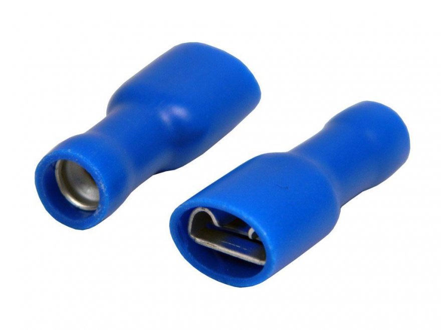 Konektor Faston 6,3mm - zásuvka, krimpovací, modrá - Kliknutím na obrázek zavřete