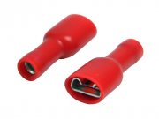 Konektor Faston 6,3mm - zásuvka, krimpovací, červená (rudá)