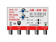 anténní zesilovač pro DVB-T2 AM-838-IN 5G zesílení 40dB 2xUHF / 3x výstup