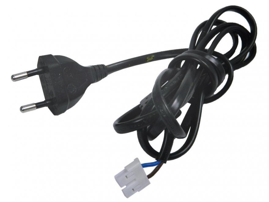 Kabel síťový 1.5m s 2 pinovým konektorem zahnutý u TV - pro LCD a LED TV za sítě 230V - Kliknutím na obrázek zavřete
