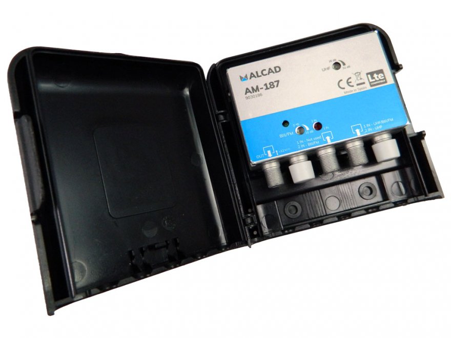 anténní zesilovač ALCAD AM-187 2x vstup FM (DAB) plus UHF LTE700 - Kliknutím na obrázek zavřete