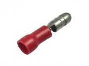 Konektor Faston kulatý, krimpovací, izolovaný červený , 4.0mm FVD - kolík ( vidlice, sameček )