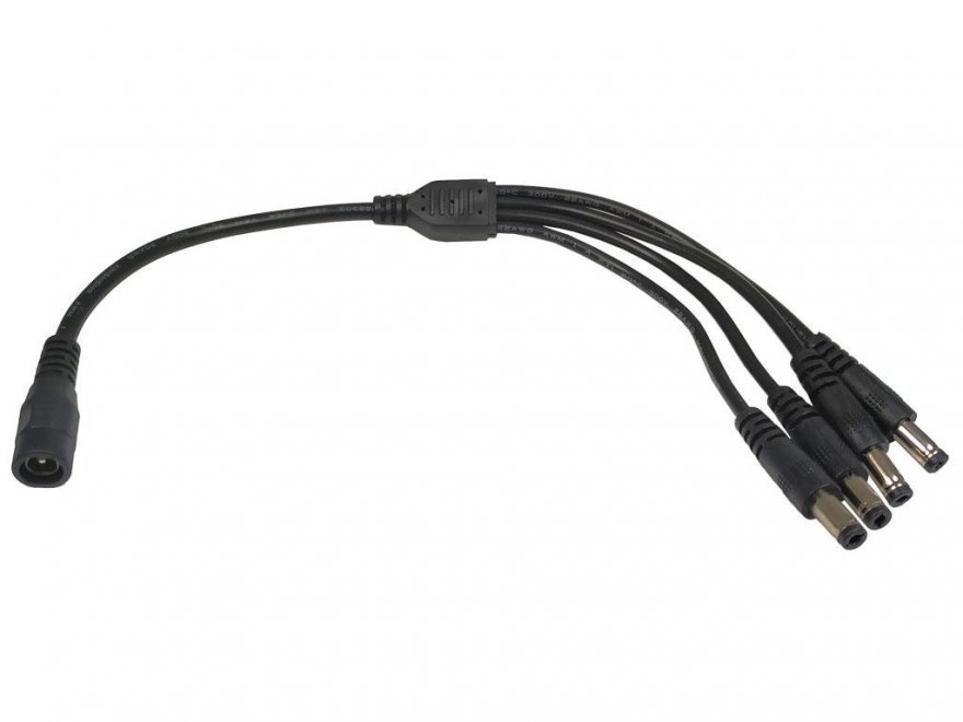 Rozbočovací kabel Y s konektory 5.5 x 2.1mm, 1x zásuvka plus 4x zástčka - Kliknutím na obrázek zavřete