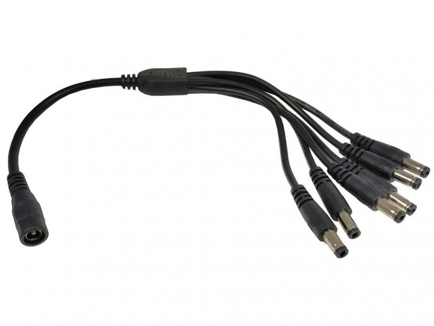 Rozbočovací kabel Y s konektory 5.5 x 2.1mm, 1x zásuvka plus 6x zástčka - Kliknutím na obrázek zavřete