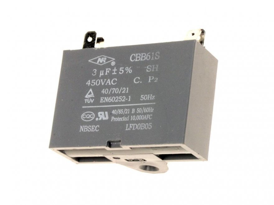 Rozběhový kondenzátor 3,0uF 450V CBB61, faston 4,8mm - Kliknutím na obrázek zavřete
