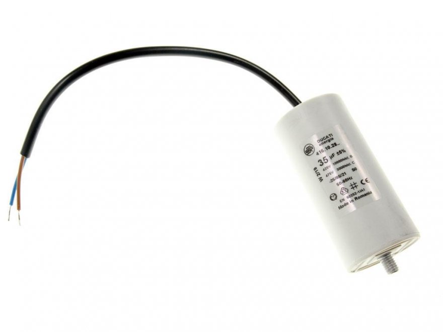 Rozběhový kondenzátor 35uF 400V / 450V na kabel, motorový kondenzátor - Kliknutím na obrázek zavřete