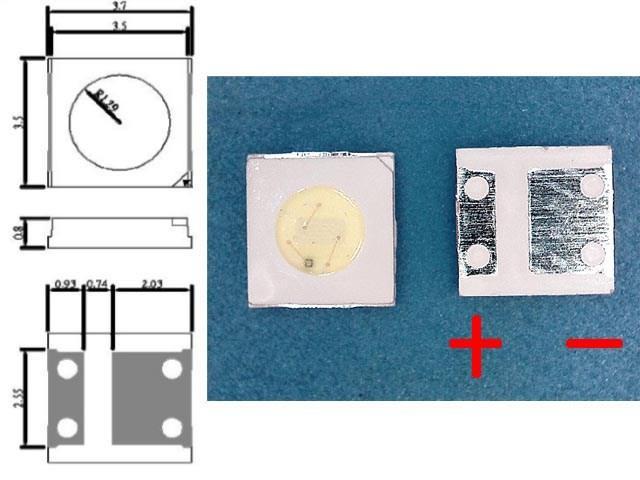 LED podsvit samostatná dioda 3535 / 3537 3V 1W UNI - Kliknutím na obrázek zavřete