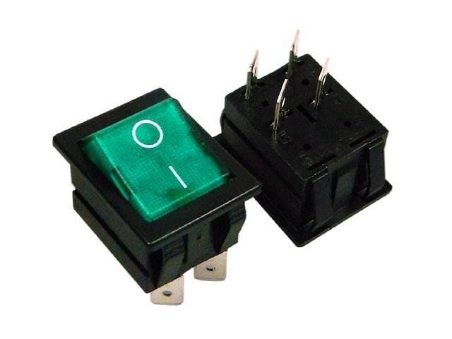 Vypínač kolébkový velký ARCOLECTRIC C1553ALNAA černý ON-OFF - zelený podsvícení - Kliknutím na obrázek zavřete