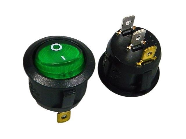 Vypínač kolébkový kulatý SCI R13112B02BG2N2 zelený ON-OFF - Kliknutím na obrázek zavřete