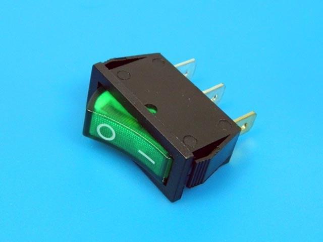 Vypínač kolébkový Ninigi RSI1013C3GN zelená ON-OFF - Kliknutím na obrázek zavřete
