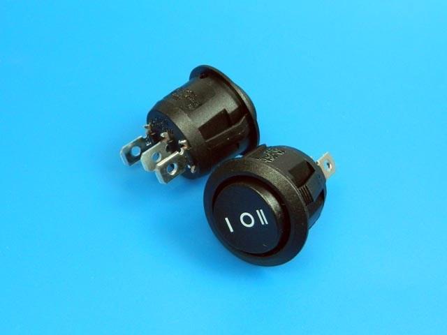 Vypínač kolébkový kulatý SCI R13-112I-BB-7D černý (ON)-OFF-(ON) - Kliknutím na obrázek zavřete