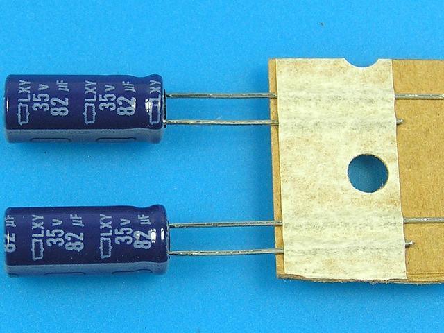 82uF/35V - 105°C Nippon LXY kondenzátor elektrolytický, low ESR - Kliknutím na obrázek zavřete