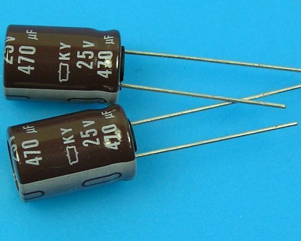 470uF/25V - 105°C Nippon KY kondenzátor elektrolytický, low ESR, long life - Kliknutím na obrázek zavřete