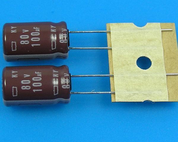 100uF/80V - 105°C Nippon KY kondenzátor elektrolytický, low ESR, long life - Kliknutím na obrázek zavřete