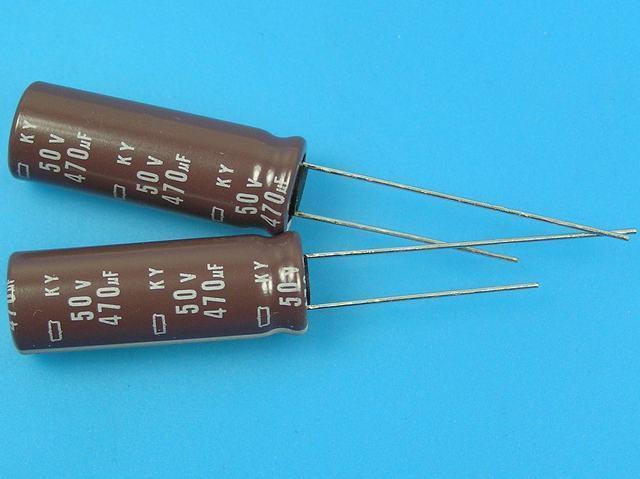 470uF/50V - 105°C Nippon KY kondenzátor elektrolytický, low ESR, long life, pen type - Kliknutím na obrázek zavřete