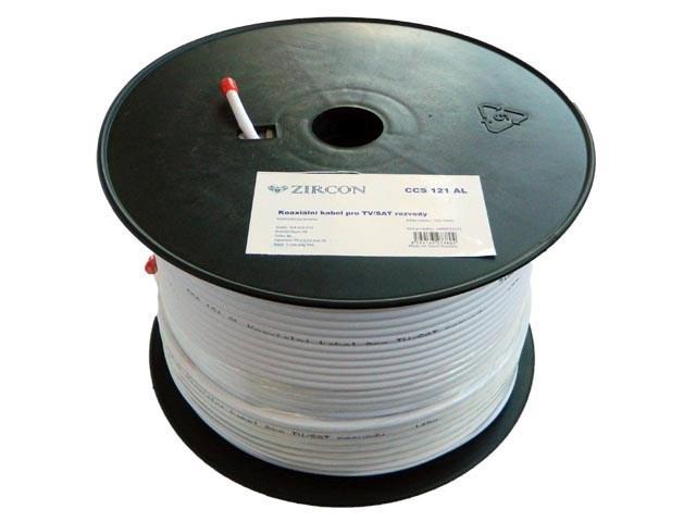 Kabel - klubo 150m KOAX Zircon CCS 121 AL 5mm koaxiální kabel 75 Ohm bílý - Kliknutím na obrázek zavřete
