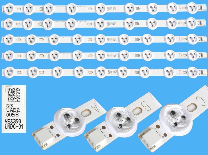LED podsvit sada Vestel náhrada 23283022AL celkem 5 pásků 355mm / D-LED BAR. VES400UNDS-01 / 23283024AL / 23287960AL - Kliknutím na obrázek zavřete