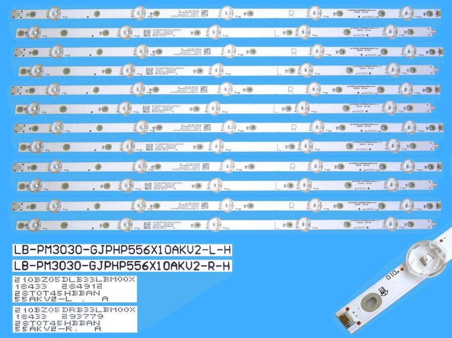 LED podsvit 1100mm sada Philips LB-PM3030-GJPHP556X10AKV2-L-H plus LB-PM3030-GJPHP556X10AKV2-R-H / LED Backlight 1100mm - 10 D-LED 55AKV2-L plus 55AKV2-R - Kliknutím na obrázek zavřete